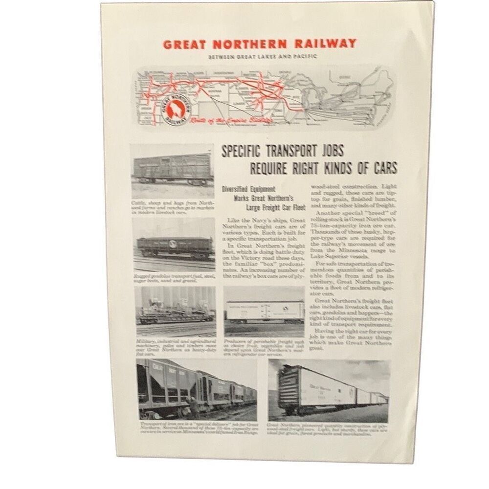 Vintage 1945 Great Northern Railway Specific Transport Jobs Ad Advertisement